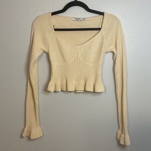 Stylish Cream Knit Crop Top